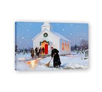 TNGHHSGA Clear A PathImpressionist-Inspired Christmas Canvas Art, Warm Holiday Wall Decor with Soft Brushstrokes for Home 60x90cm Framed