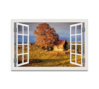 TNGHHSGA Enjoying The CoolImmersive Fake Window Canvas Print, Virtual Scenic Wall Art for Living Room Decor 40x60cm Unframed