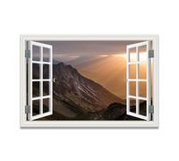 TNGHHSGA Eyes Piercing Through The FogArtistic Fake Window Illusion Canvas Print, Real Scenic View Wall Art for Living Room 30x45cm Unframed