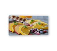 TNGHHSGA Lemon Apple Slices Fresh Fruit & Real-Shot Scenery Canvas Print - Vibrant Wall Art for Kitchen & Living Room Decor 70x140cm Framed
