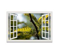 TNGHHSGA Light Shining Through The LeavesSpace-Saving Fake Window View Canvas, Lifelike Scenic Wall Art for Bedroom Home 20x30cm Unframed