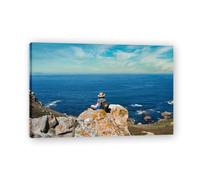 TNGHHSGA Looking Into The DistanceCalm Coastal Tide Canvas Art - Soothing Ocean View Print for Relaxing Spaces70x105cm Framed