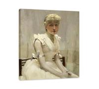 TNGHHSGA Portrait Of A Young Lady John Lavery Irish Realist Portrait & War Scenes Canvas Print - Vintage Home Wall Art 40x48cm Framed