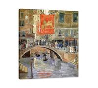 TNGHHSGA Road Across The BridgeMaurice Prendergast Post-Impressionist Canvas Print, Vibrant Flat Rhythmic Art Print 80x96cm Framed