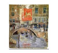 TNGHHSGA Road Across The BridgeWatercolor-Influenced Maurice Prendergast Canvas Print - Post-Impressionist Flat Rhythmic Art 60x72cm Unframed