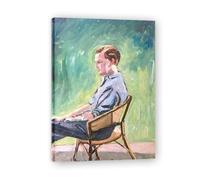 TNGHHSGA Sitting In A Garden Chair John Lavery Irish Realist Portrait & War Scenes Canvas Print - Vintage Home Wall Art 70x98cm Framed