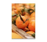 TNGHHSGA Small Mandarin Orange Fresh Fruit & Real-Shot Scenery Canvas Print - Vibrant Wall Art for Kitchen & Living Room Decor 30x45cm Unframed
