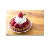 TNGHHSGA Strawberry Cake Fresh Fruit & Real-Shot Scenery Canvas Print - Vibrant Wall Art for Kitchen & Living Room Decor 20x30cm Unframed