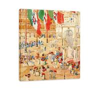 TNGHHSGA The Piazza Of St. MarksFlat Composition & Vibrant Colors: Maurice Prendergast Post-Impressionist Canvas Print 40x44cm Framed