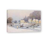 TNGHHSGA The River Surface Is FrozenPlein Air Impressionist Canvas Wall Art - Authentic Landscape Print For Living Room 60x90cm Framed