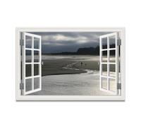 TNGHHSGA The Road In The Middle Of The WaterSpace-Saving Fake Window View Canvas, Lifelike Scenic Wall Art for Bedroom Home 50x75cm Unframed