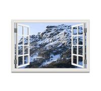 TNGHHSGA The Snow MeltedSpace-Saving Fake Window View Canvas, Lifelike Scenic Wall Art for Bedroom Home 80x120cm Unframed