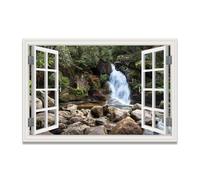 TNGHHSGA Water Comes From The MountainImmersive Fake Window Canvas Print, Virtual Scenic Wall Art for Living Room Decor 40x60cm Unframed
