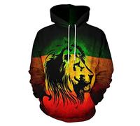 TNHU 3D Hoodies for Men Women, Hooded Sweatshirt Casual Hooded Pullover, Green Red-2, XL