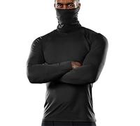 TniEWFBHSD Men's High Neck Long Sleeve Solid Color Sports Base Layer Shirt for Autumn Winter Athletic Training and Casual Wear (Black, M)