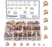 Tnisesm 140 Pcs 12 Values 6-22mm Spring Band Type Action Pipe Clamp, Air Hose Tube Water Pipe Fuel Pipe Silicone Vacuum Hose Clamp Fasteners Assortment Kit TN-23-1