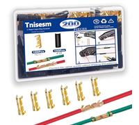 Tnisesm 200Pcs U Shape Copper Ring Terminals,Open Barrel Crimp Terminals with Heat shrinkable Tube, Butt Connector for Electricity Automotive