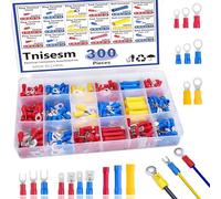 Tnisesm/300PCS Insulated Wire Crimp Connectors Assortment Kit with Ring, Spade, Butt, Quick Disconnect, Crimp Automotive Cable Terminals TN-T01