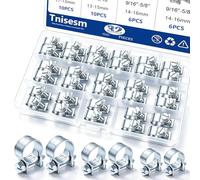 Tnisesm 32Pcs 1/4" 5/16" 3/8" Fuel Injection Gas Line Hose Clamps Clip Pipe Clamp Assortment Kit, Hoses Clamps Sleeving,for Automotive Diesel Petrol Pipe