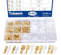 Tnisesm 640Pcs 2.8/4.8/6.3mm Male and Female Spade Connector & Bullet Connectors Terminals Wire Crimp Terminal with Insulating Sleeve Assortment Kit for Car Audio Speaker Electrical Wiring TN-02-2