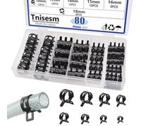 Tnisesm 80Pcs Spring Band Hose Clamps Assortment Silicone Vacuum Hose Pipe Clamp 7mm 9mm 10mm 11mm 14mm 15mm 16mm 18mm Low Pressure Air Clip Clamp(Black)