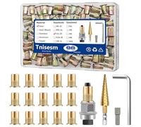 Tnisesm 90Pcs 1/4 Rivet Nut with Rivet Nut Installation Tool, 1/4-20 Carbon Steel Zinc Flat Head Riveter Nutsert Tool Kit
