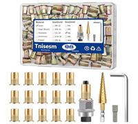 Tnisesm 90Pcs M6 Rivet Nut with Rivet Nut Installation Tool, Carbon Steel Zinc Flat Head Riveter Nutsert Tool Kit