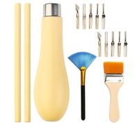 Tniytru 2 Sets Lino Cutting Tools with Brush - 10 Blades for Linocut Printing, Includes Linoleum Carving Set & Cleaning Brush for Block Printing