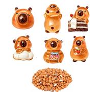 Tniytru 200 Pcs Mini Capybara Figurines, Mini Resin Figures, Tiny Resin Figures Cute Animal Dollhouse Miniatures for Crafts Nail Art Garden Micro Landscape DIY Decorations(6 Styles)