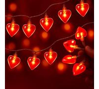 Tniytru 6M 40 LED Red Heart Fairy Lights Battery Operated - Romantic String Lights for Valentine's Day, Bedroom Decor, Wedding - Red LED Lights for Christmas, Party & Home Decoration