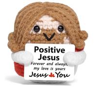 Tniytru Emotional Support Gift Jesus Crochet Doll - Handmade Positive Crochet Gift with Encouragement Card - Cute Jesus Gifts for Women, Men & Friends, Funny Anxiety Relief Positive Gifts