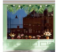 TNKBREEZE 1 Sheet Fern Window Clings Bracken Plant Static Cling Window Decals Non Adhesive Glass Windows Decals for Balcony Garden Parks Home Cafes Decor 120 * 30cm