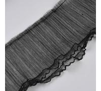 TNKBREEZE 10 Yard Double Layer Ruffled Lace Trim 6-1/4 Inch Wide Black Polyester Pleated Ribbon Roll for Wedding Dress Curtain Pillow DIY Sewing Craft Home Décor