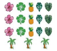 TNKBREEZE 18Pcs Hawaii Embroidered Applique Summer Iron On Patches Cute Hibiscus Flowers Pineapple Monstera Leaf Repair Applique for Clothing Jacket Jeans Dress Backpack Hat Decorations