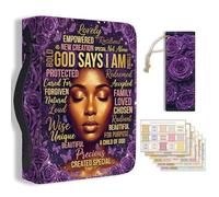 TNKBREEZE 1Pc Bible Cover African American Leather Bible Case God Says I Am Carrying Case with Bookmark for Women Men Christian Bible Note Books Carrying Accessories 20.3x28.5x5.9cm