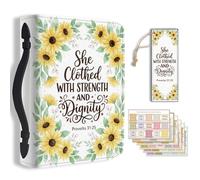 TNKBREEZE 1Pc Bible Cover Golden Daisy Flowers PU Leather Bible Case Carrying Case with Bookmark for Women Men Christian Bible Note Books Carrying Accessories 20.3x28.5x5.9cm