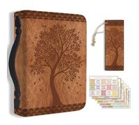 TNKBREEZE 1Pc Bible Cover Tree of Life PU Leather Bible Case Brown Carrying Case with Bookmark for Women Men Christian Bible Note Books Carrying Accessories 20.3x28.5x5.9cm