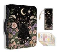 TNKBREEZE 1Pc Moon Cat Bible Cover Black Cat PU Leather Bible Case Carrying Case with Bookmark for Women Men Christian Bible Note Books Carrying Accessories 20.3x28.5x5.9cm