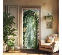 TNKBREEZE 2 Pcs Art Door Sticker Secret Garden Peel and Stick Vinyl Full Door Decals Self-Adhesive Removable Covers Mural Home Decor for Bedroom Living Room Wardrobe 78.7"x15.7"