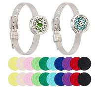 TNKBREEZE 2 Styles Essential Oil Diffuser Bracelet Aromatherapy Locket Adjustable Bracelet Lotus Aromatherapy Locket Watch with Refill Pads for Mother's Day Graduation Men Friends