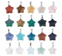 TNKBREEZE 20Pcs Natural Star Shaped Pendants Synthetic Mini Crystal Pendant Star Charms 20 Styles Stars Pocket Gems for Witchcraft Supplies Farmhouse Meditation Collection