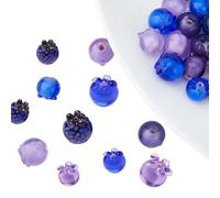TNKBREEZE 24Pcs Lampwork Glass Blueberry Beads 8 Styles Handmade Fruit Beads Mixed Color Fruit Glass Beads for Jewelry Necklace Bracelets Earrings Making DIY Crafts
