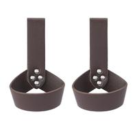 TNKBREEZE 2Pc Leather Sword Holder Viking Belt Holder Adjustable Snap-Lock Buckle Coconut Brown Round Pu Scabbard Frog for Adult Men Cosplay LARP Stage Theater Costume
