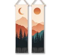 TNKBREEZE 2Pcs Bohemian Aesthetic Long Tapestries Long Narrow Wall Tapestry Tapestry with Tassels Home Decor for Bedroom Living Sitting Dorm Studio Room Apartment Decor 130x33cm