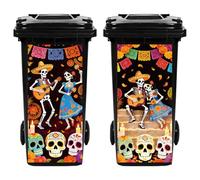 TNKBREEZE 2Pcs Dancing Skull Trash Can Stickers 82x38cm Day of the Dead Party Dustbin Decals Wheelie Bin Stickers for Trash Cans Bins Driveway Garden Outdoor Indoor Decoration