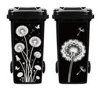 TNKBREEZE 2Pcs Dandelion Classical Trash Bin Decals Streets Restaurants 82 * 38cm/32 * 15in Black Large Wraps for Trash Cans Bins PVC Dustbin Stickers Decals for Outdoor Garden Garage Park