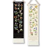 TNKBREEZE 2Pcs Wildflowers Vertical Tapestry with Tassels Long Vertical Tapestry Wall Hanging for Bedroom Bathroom Living Room Warm Long Narrow Wall Hanging Dorm Room Home Art Decor 130x33cm