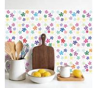 TNKBREEZE 36pcs Modern Simple Line Flowers Tile Sticker Geometric Peel and Stick Wall Tile Decals 4x4 in Self-Adhesive Removable Waterproof Vinyl Decals for Kitchen Bathroom Backsplash