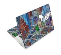 TNKBREEZE 3Pcs Laptop Skin Sticker Decals Pixel Art Laptop Decals PVC Computers Notebook Skin Protector Sticker for Office Work Study Tokyo Cityscape