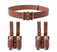 TNKBREEZE 3Pcs Medieval Leather Waist Belt with Cork Glass Potion Bottle Medieval Color Alchemy Belt Fantasy Adjustable Glass Vials for Medieval Wizard Cosplay Accessories